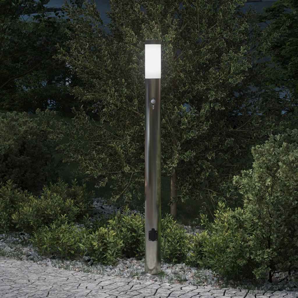 TONGLEN Bollard Light with Sensor and Outlet 110 cm Stainless IP44 Steel