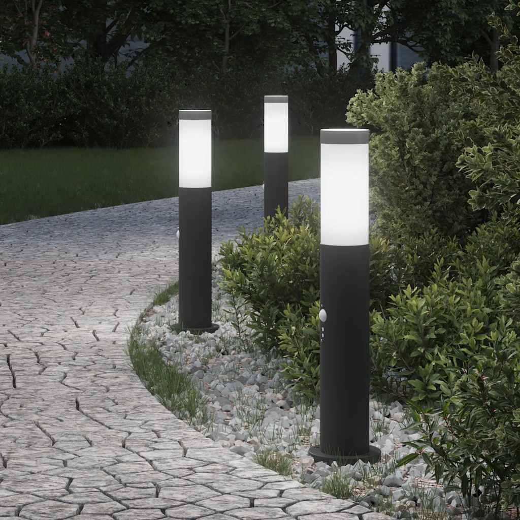 TONGLEN Bollard Lights with Sensor 3pcs 50 cm Stainless IP44 Steel