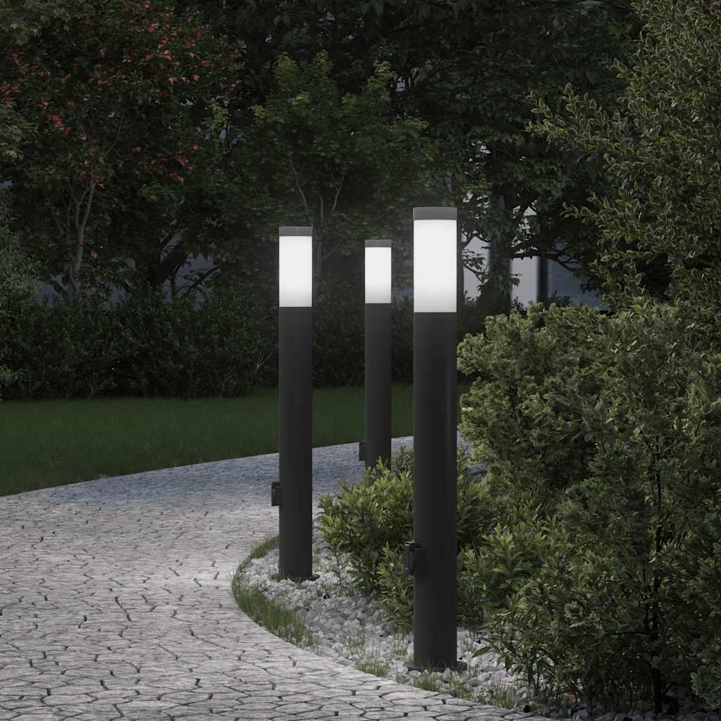 TONGLEN Bollard Lights with Outlet 3pcs 80 cm Stainless IP44 Steel