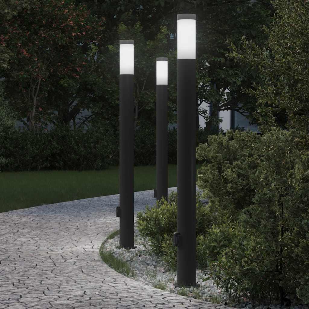 TONGLEN Bollard Lights with Outlet 3pcs 110 cm Stainless IP44 Steel