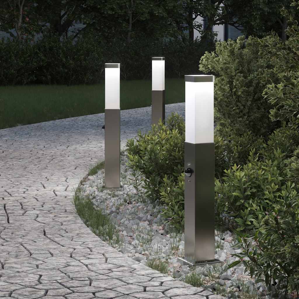 TONGLEN Bollard Lights with Sensor 3 pcs 50 cm Stainless IP44 Steel