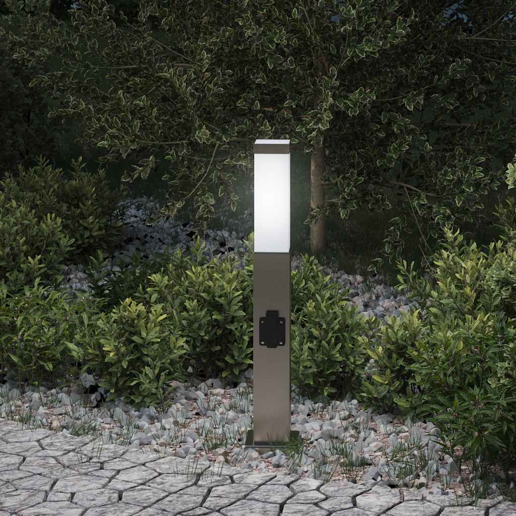 TONGLEN Bollard Light with Outlet 50 cm Stainless IP44 Steel