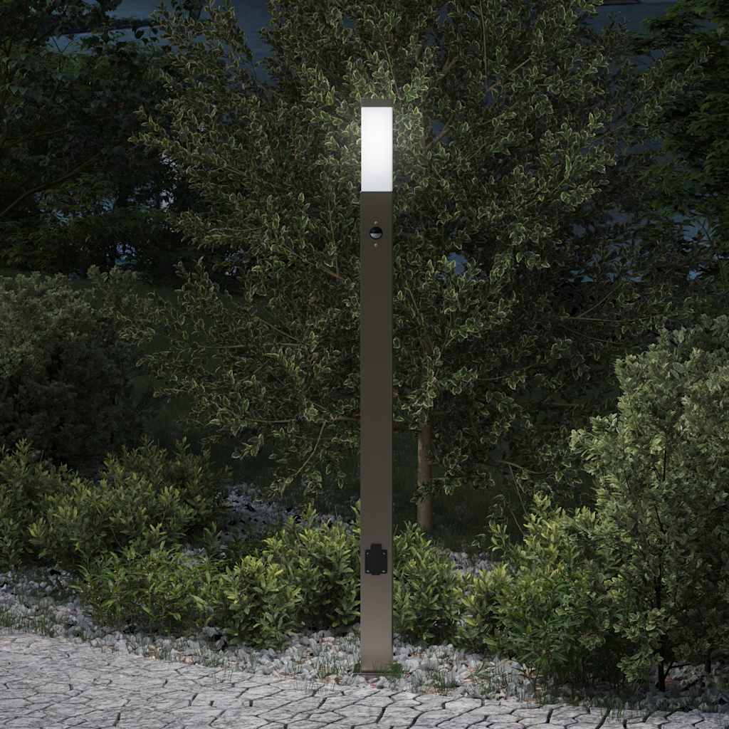 TONGLEN Bollard Light with Sensor and Outlet 110 cm Stainless IP44 Steel