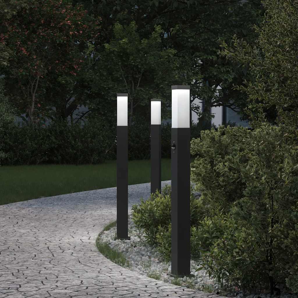 TONGLEN Bollard Lights with Sensor 3 pcs 80 cm IP44 - Black