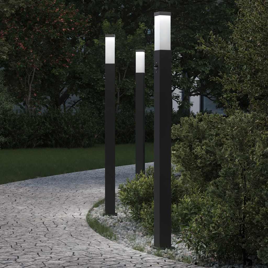 TONGLEN Bollard Lights with Sensor 3 pcs 110 cm IP44 - Black