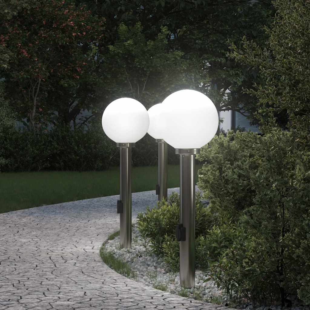 TONGLEN Bollard Lights with Outlet 3 pcs 80 cm Stainless IP44 Steel