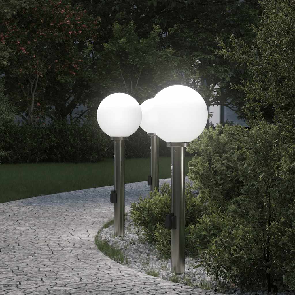 TONGLEN Bollard Lights with Sensor and Outlet 3 pcs 80 cm Stainless IP44 Steel