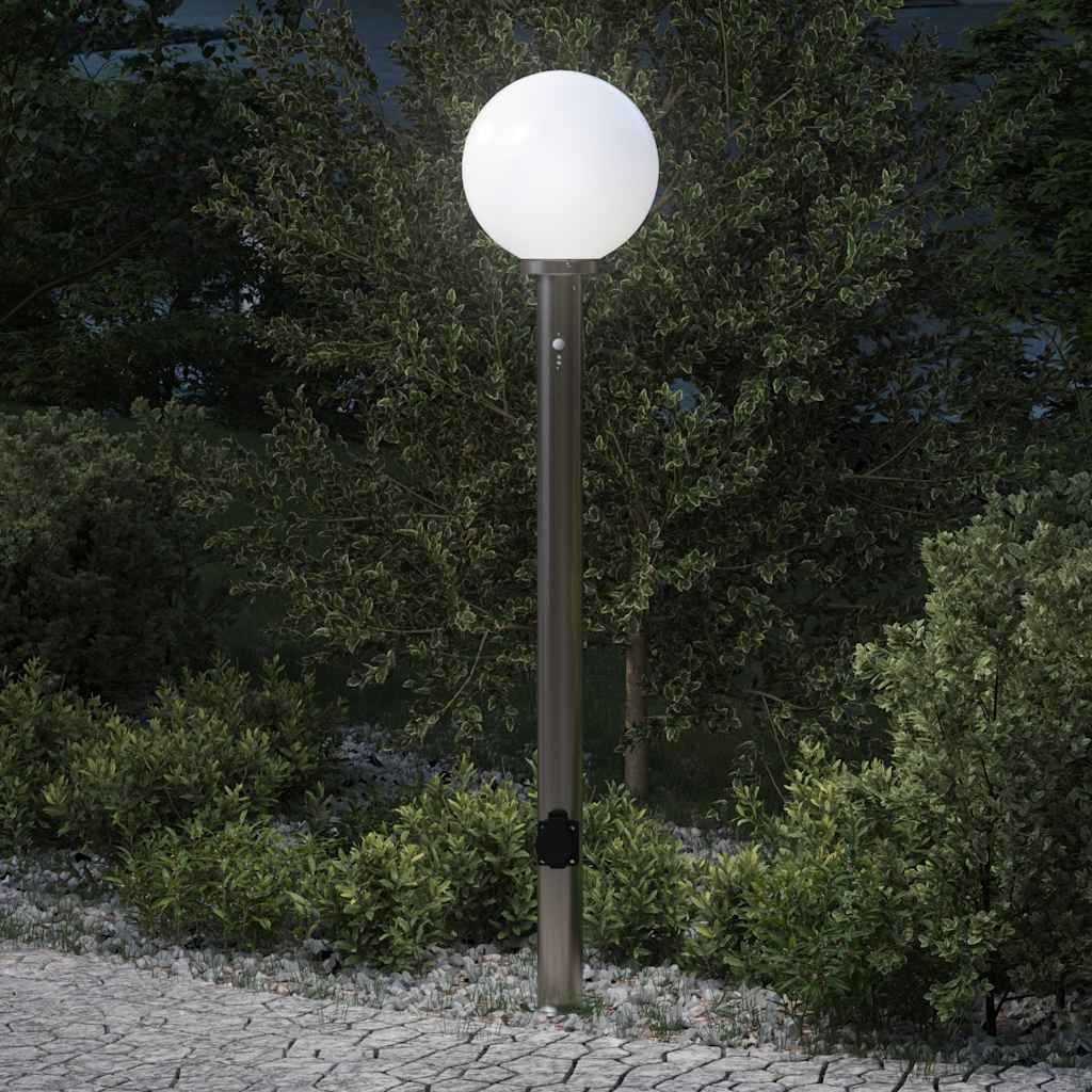 TONGLEN Bollard Light with Sensor and Outlet 120 cm Stainless IP44 Steel