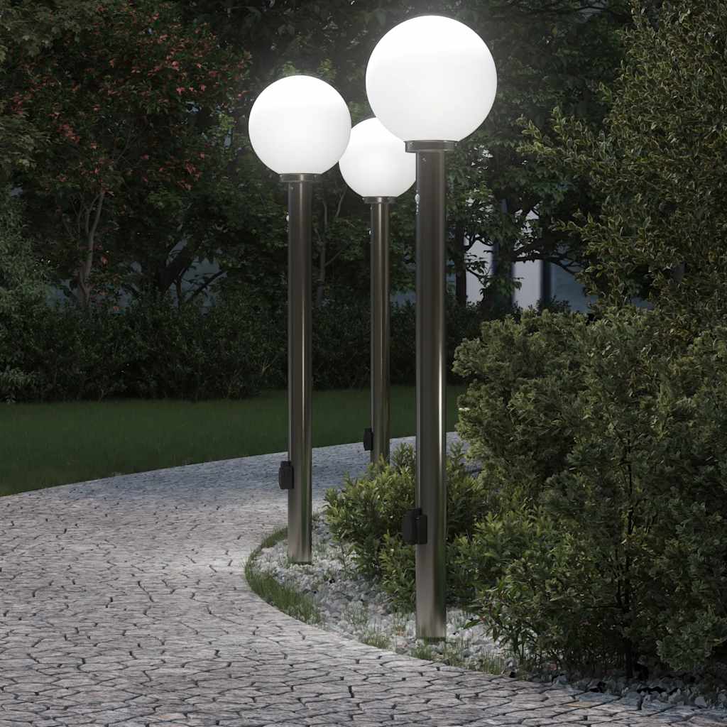 TONGLEN Bollard Lights with Sensor and Outlet 3 pcs 120 cm Stainless IP44 Steel