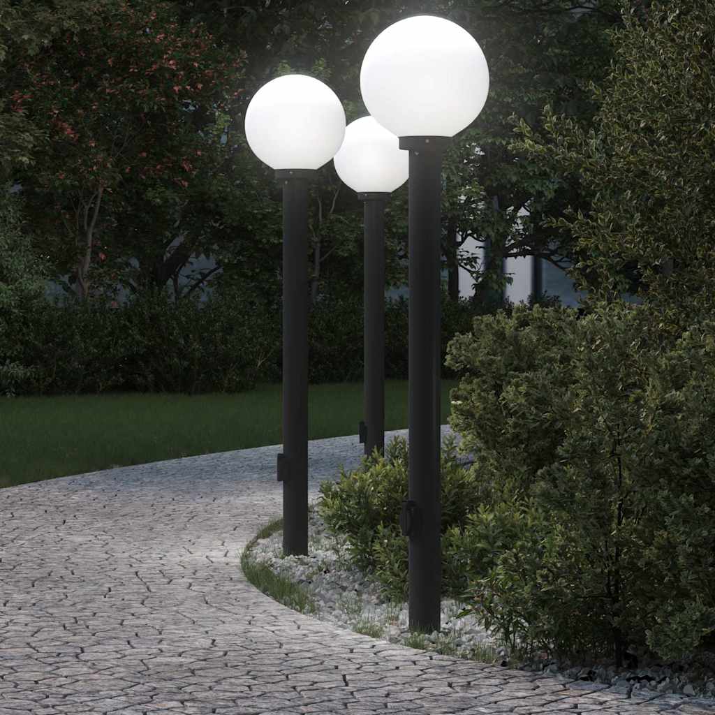 TONGLEN Bollard Lights with Outlet 3 pcs 120 cm IP44 - Black
