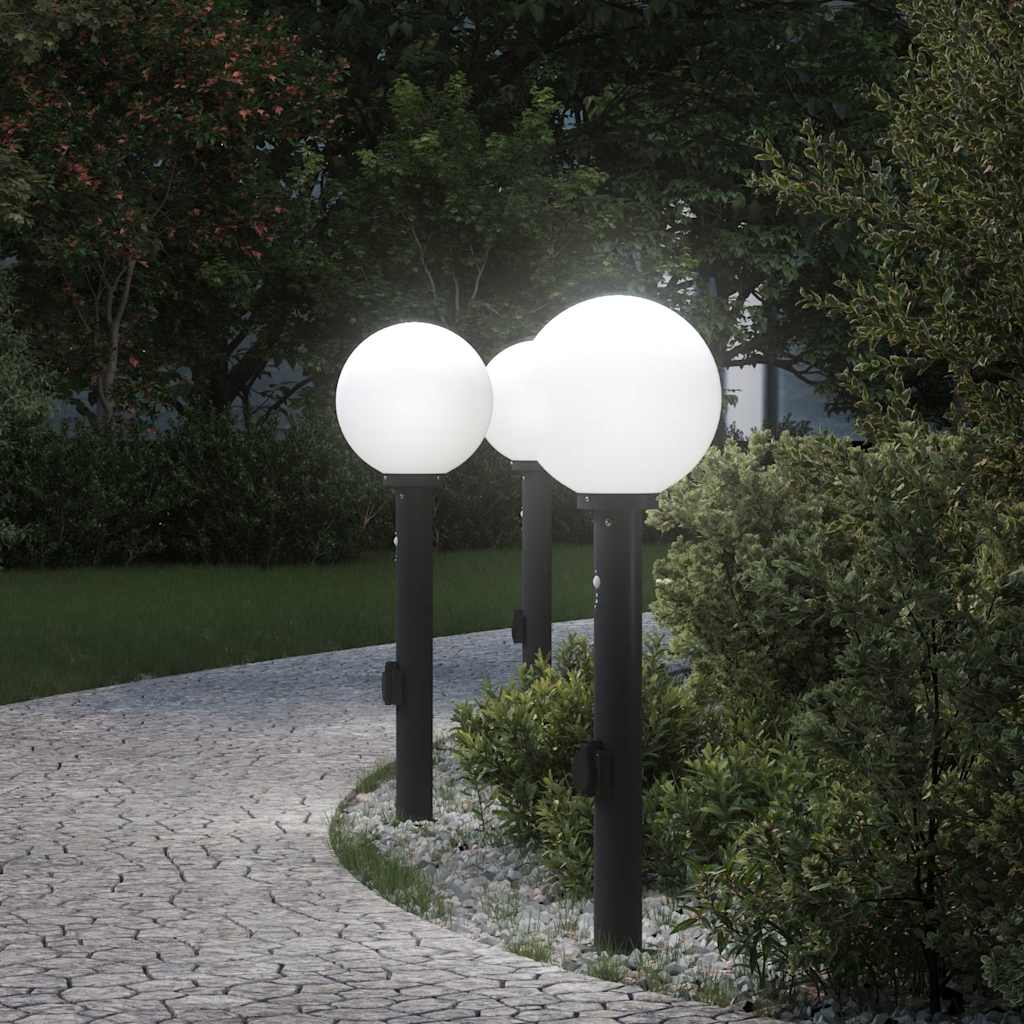 TONGLEN Bollard Lights with Sensor and Outlet 3 pcs 80 cm IP44 - Black