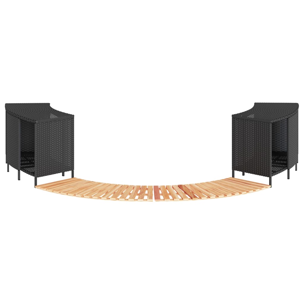 TRSTON Hot Tub Surround Poly and Solid Wood Acacia Rattan - Black