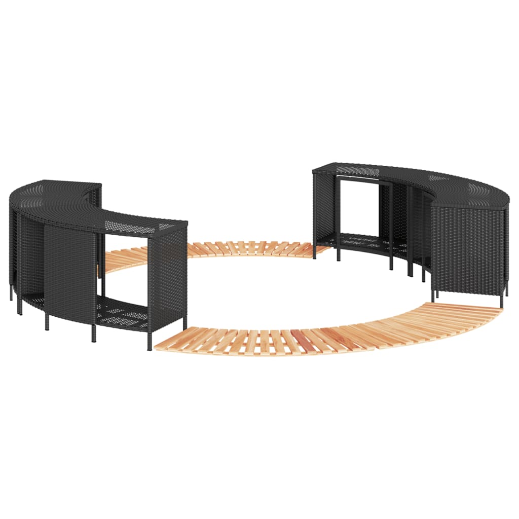 TRSTON Hot Tub Surround Poly and Solid Wood Acacia Rattan - Black