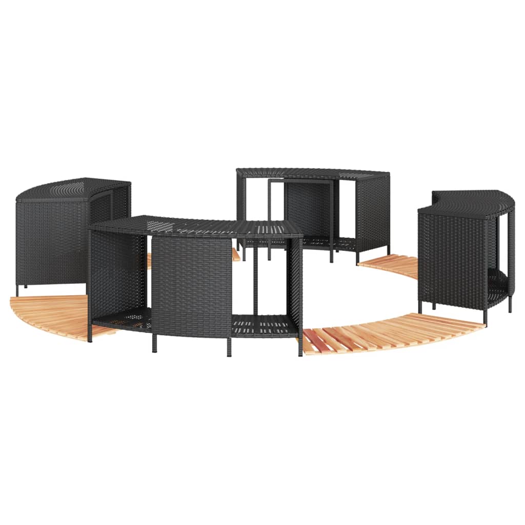TRSTON Hot Tub Surround Poly and Solid Wood Acacia Rattan - Black