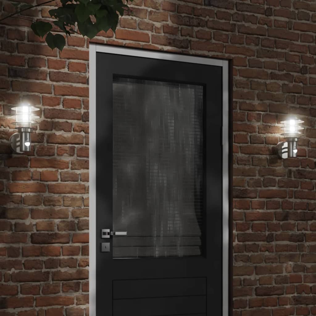 CRBURY Outdoor Wall Lights with Sensors 2pcs Stainless Steel - Silver