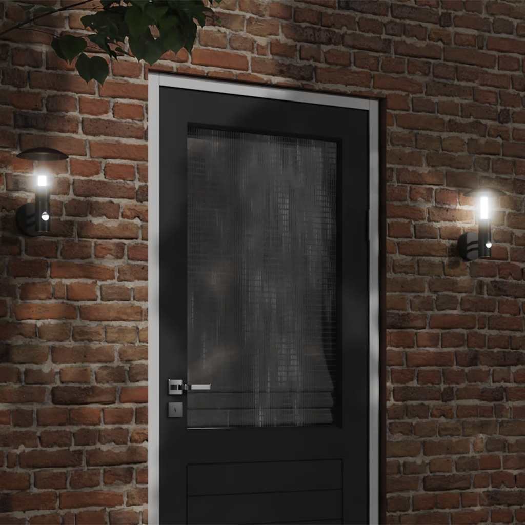 CRBURY Outdoor Wall Lights with Sensors 2pcs Stainless Steel - Black