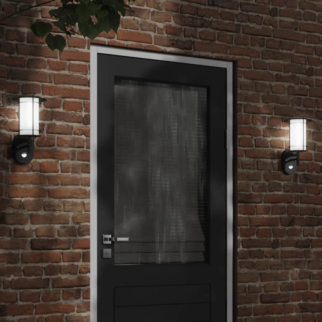 CRBURY Outdoor Wall Light with Sensor Stainless Steel - Black