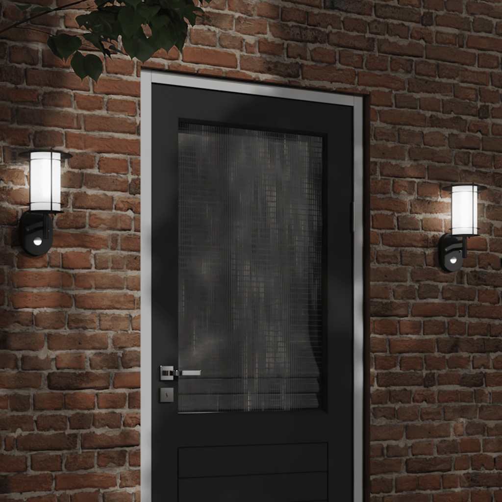 CRBURY Outdoor Wall Lights with Sensors 2pcs Stainless Steel - Black
