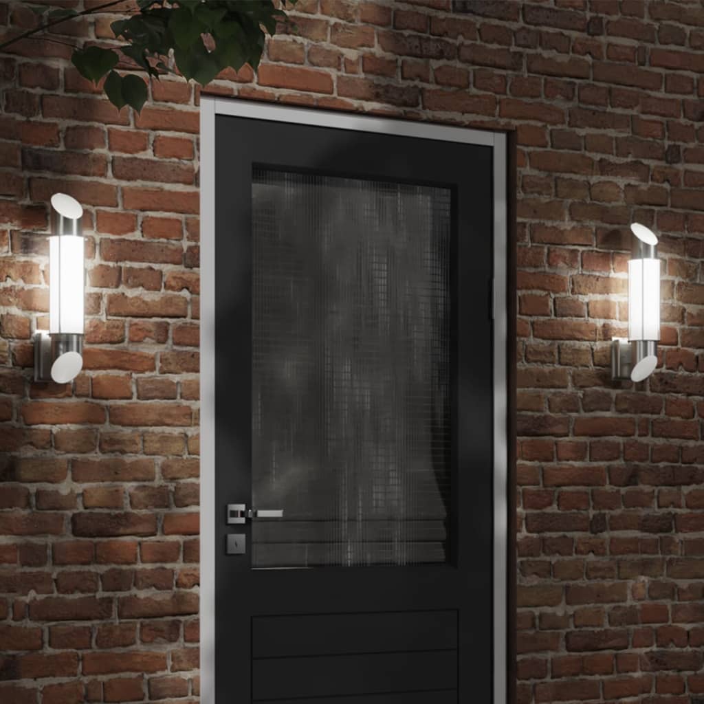 CRBURY Outdoor Wall Lights 2pcs Stainless Steel - Silver