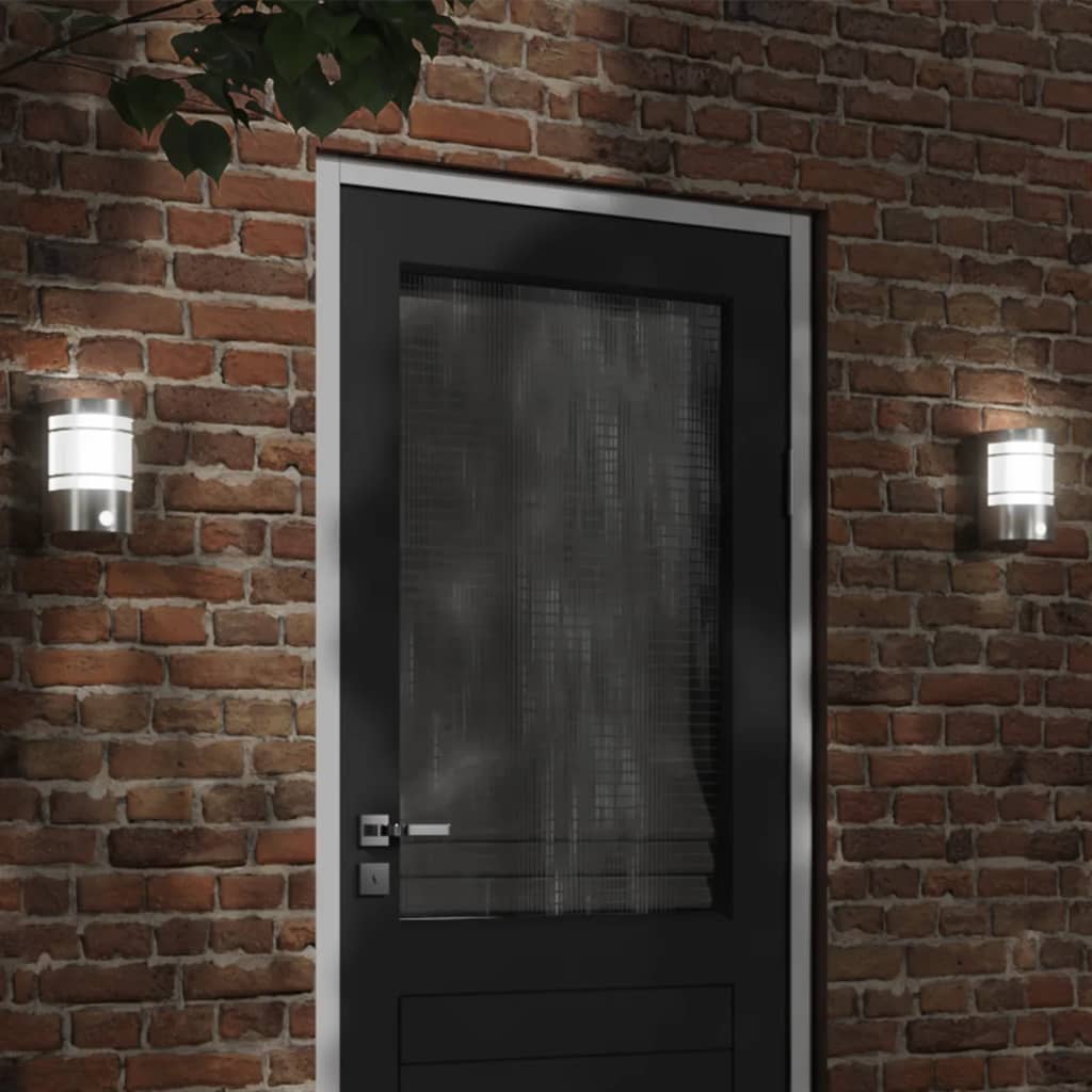 CRBURY Outdoor Wall Lights with Sensors 2pcs Stainless Steel - Silver