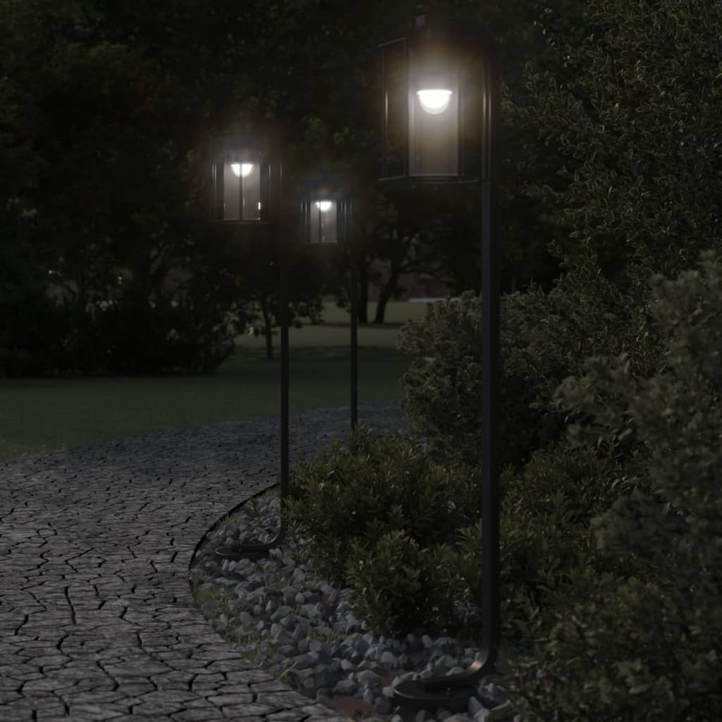 BAPARK Outdoor Floor Lamps 3pcs 100 cm Stainless Steel - Black