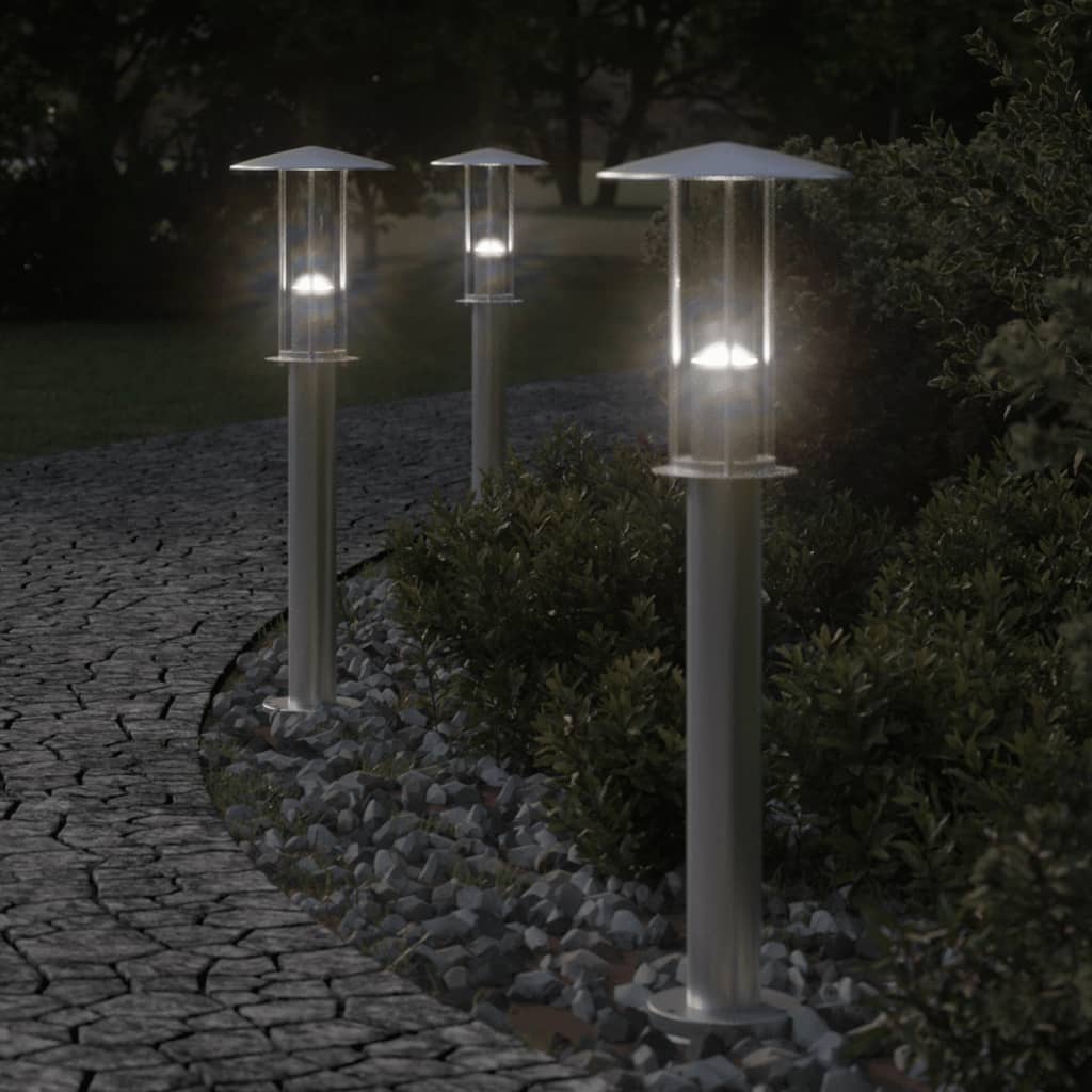 BAPARK Outdoor Floor Lamps 3pcs 60 cm Stainless Steel - Silver