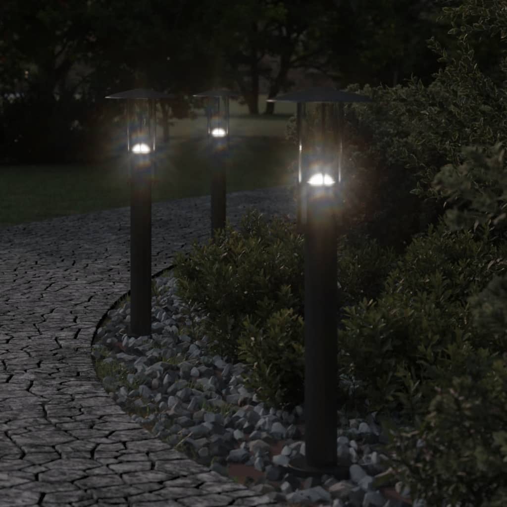 BAPARK Outdoor Floor Lamps 3pcs 60 cm Stainless Steel - Black