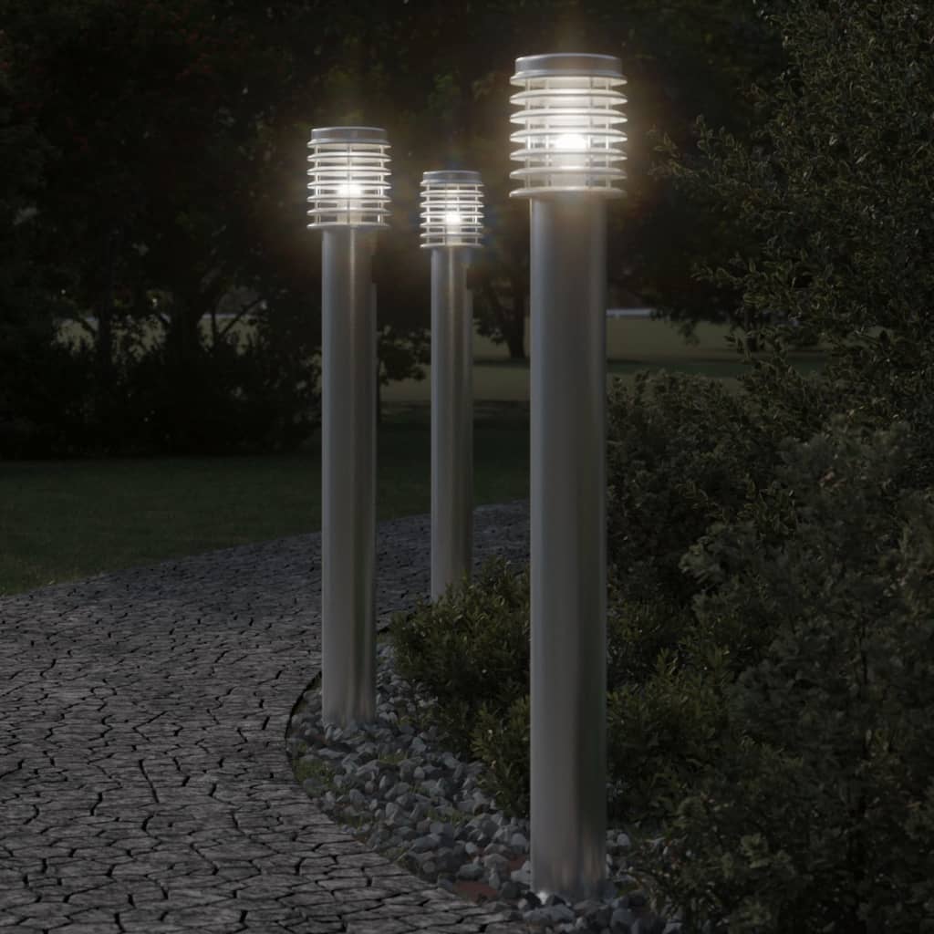 BAPARK Outdoor Floor Lamps 3pcs 110cm Stainless Steel - Silver
