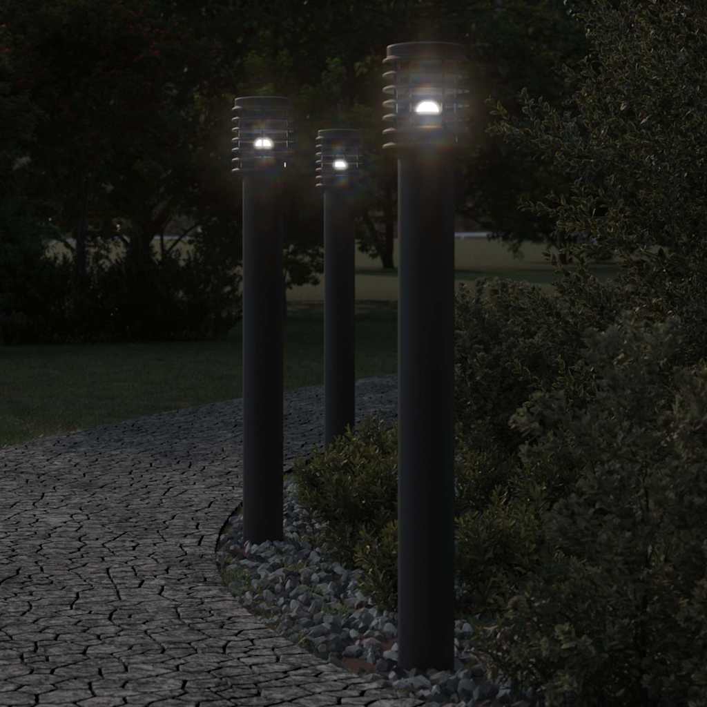 BAPARK Outdoor Floor Lamps 3pcs 110cm Stainless Steel - Black