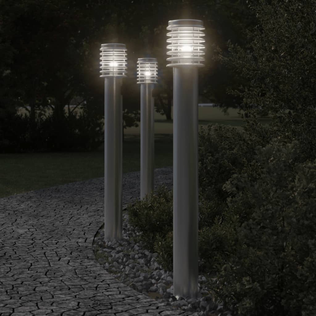 BAPARK Outdoor Floor Lamp with Outlet 110cm Stainless Steel - Silver