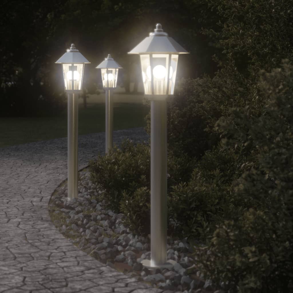 BAPARK Outdoor Floor Lamps 3pcs 80 cm Stainless Steel - Silver