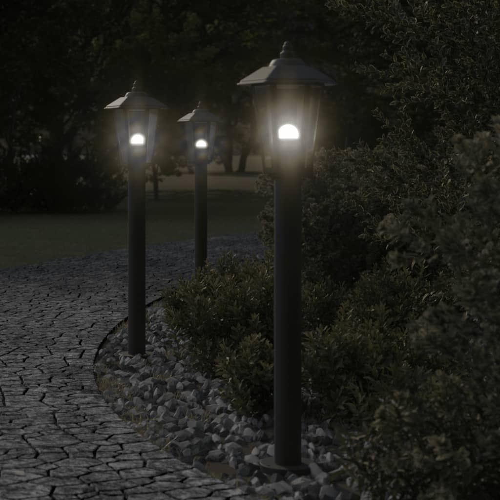 BAPARK Outdoor Floor Lamps 3pcs 80 cm Stainless Steel - Black
