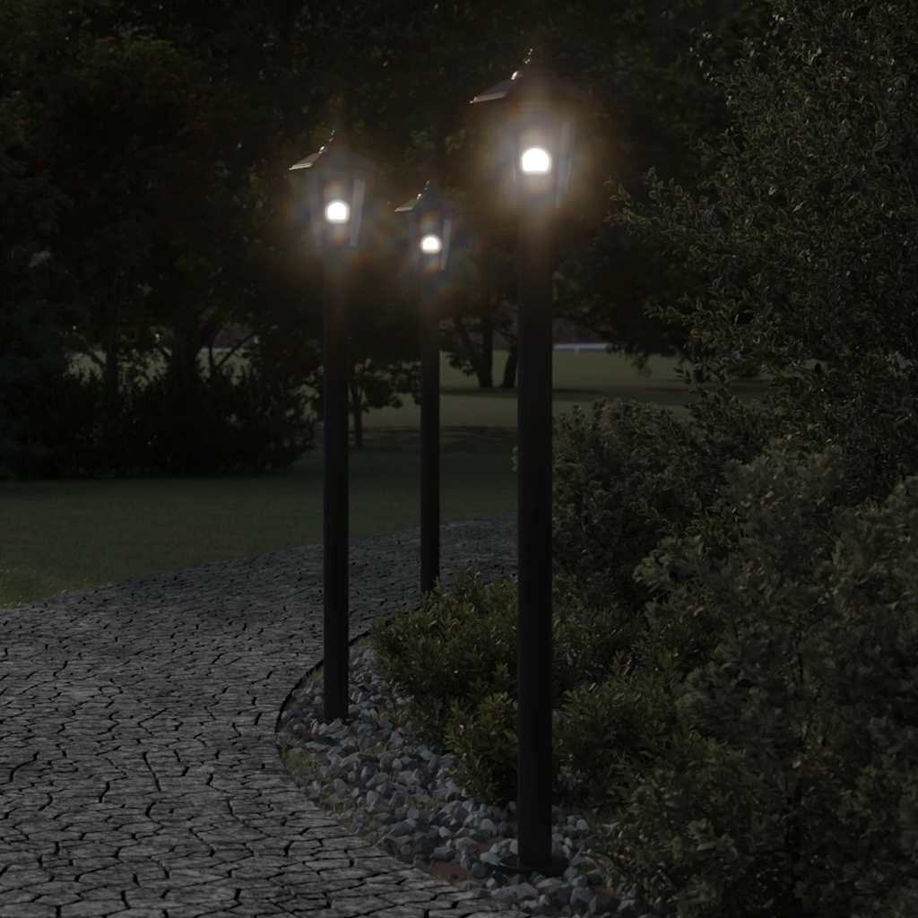 BAPARK Outdoor Floor Lamps 3pcs 120 cm Stainless Steel - Black