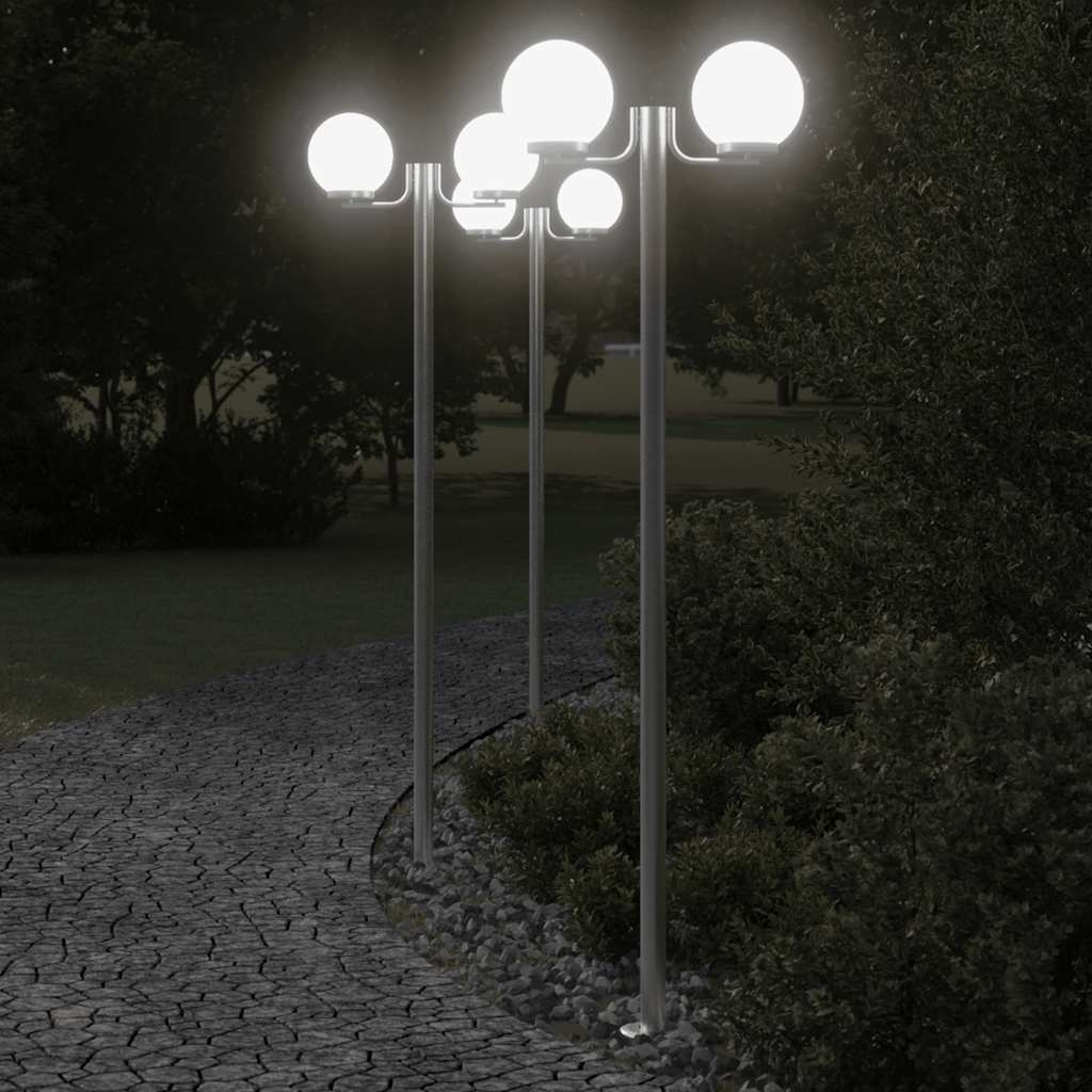BAPARK Outdoor Floor Lamps 3pcs 215 cm Stainless Steel - Silver