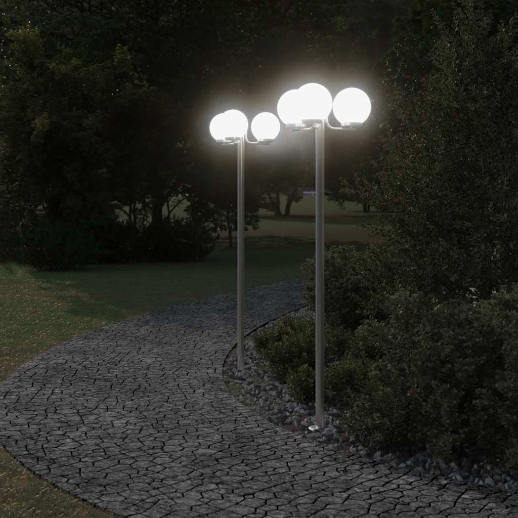 BAPARK Outdoor Floor Lamps 2 pcs 215 cm Stainless Steel - Silver