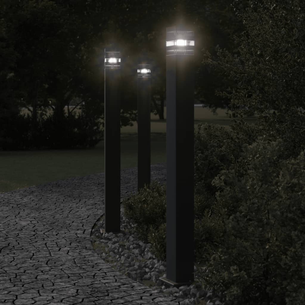 BAPARK Outdoor Floor Lamps 3pcs 110 cm Aluminium - Black
