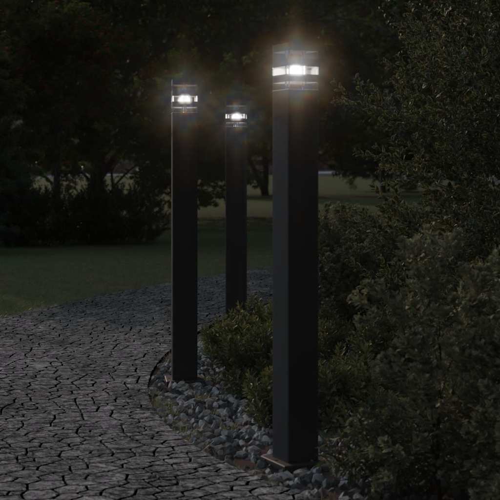 BAPARK Outdoor Floor Lamps with Sensors 3pcs 110 cm Aluminium - Black