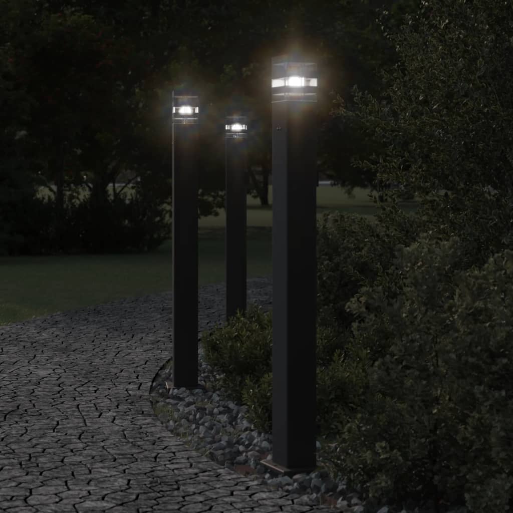 CLVUE Outdoor Floor Lamps with Outlet 3pcs 110 cm Aluminium - Black