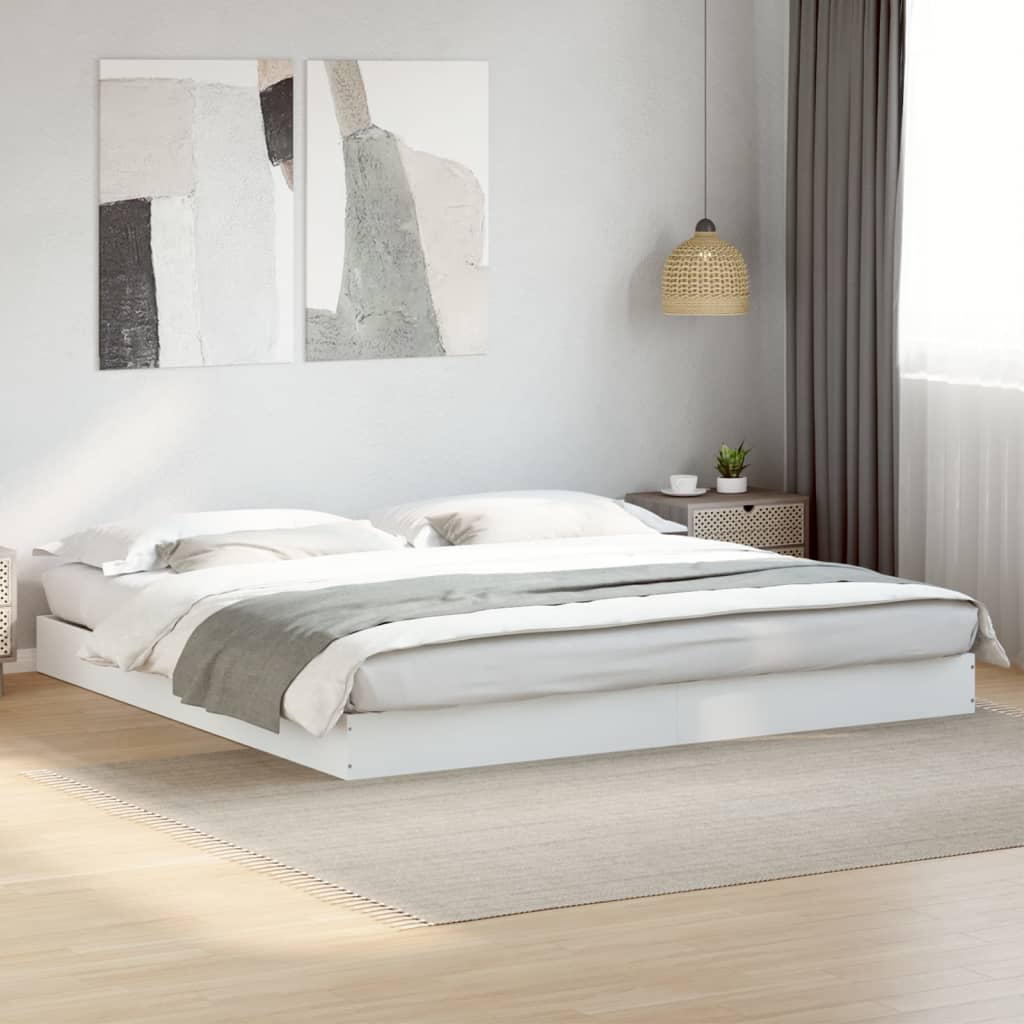 Bedframe White 180x200cm Super King Engineered Wood