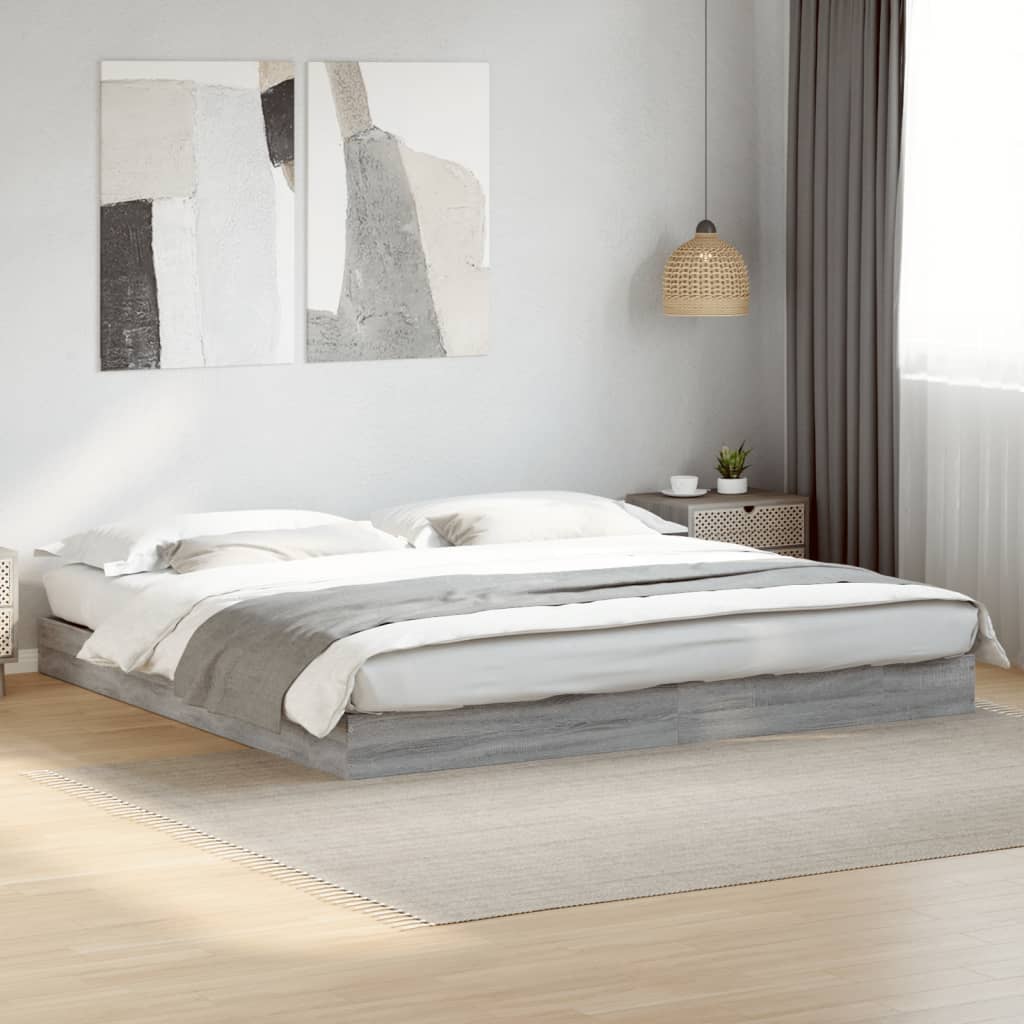 Bedframe Grey Sonoma Engineered Wood 180x200cm Super King