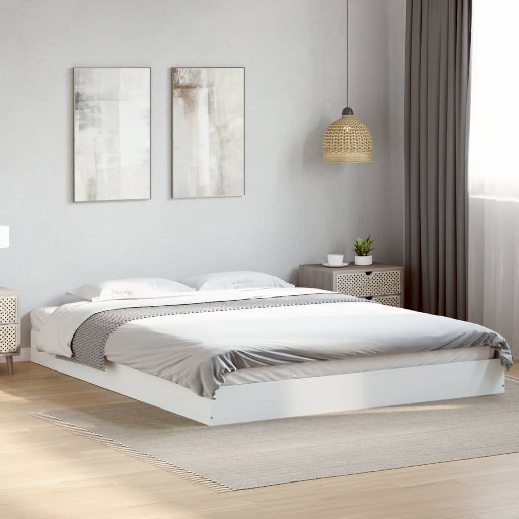Bedframe White 160x200cm Engineered Wood