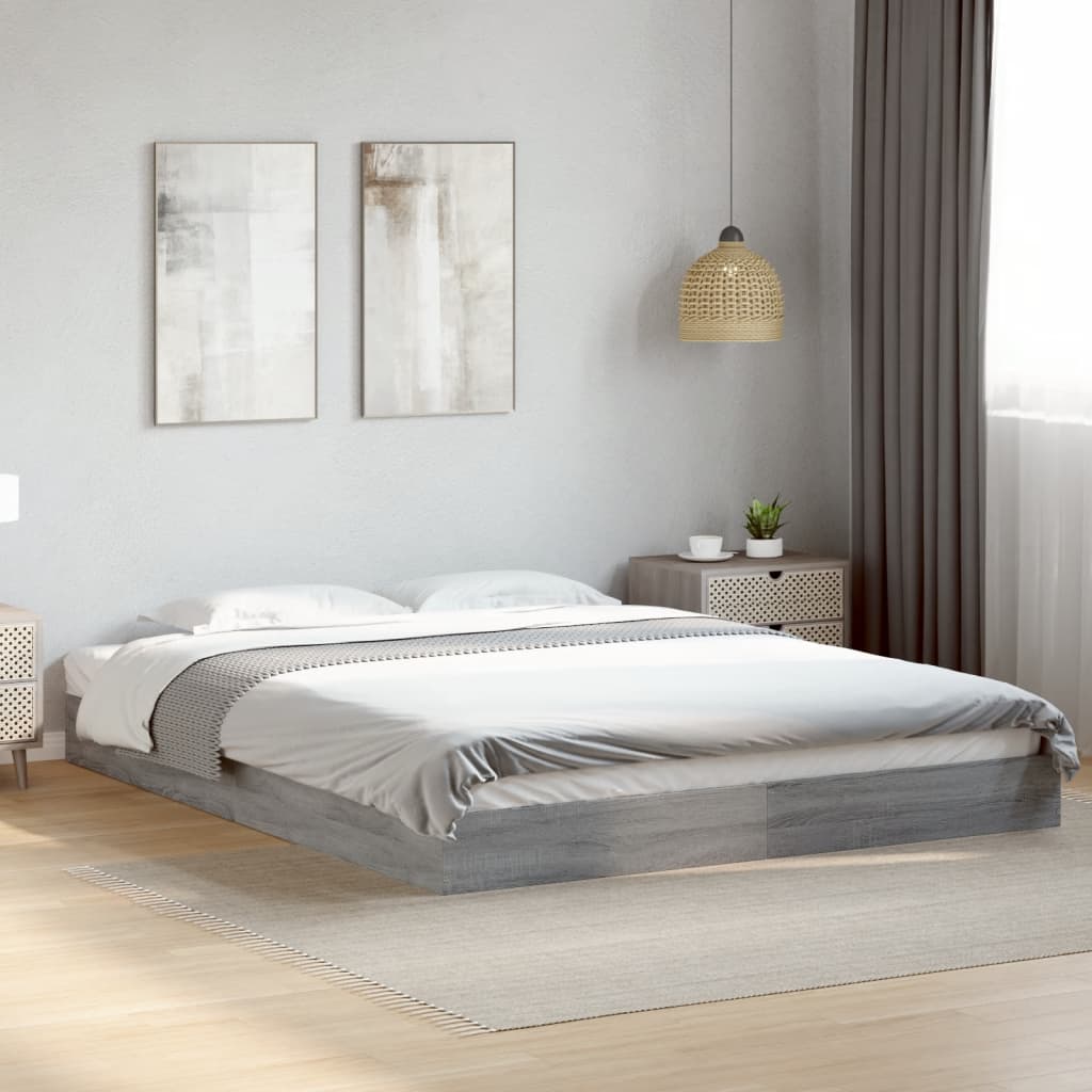 Bedframe Grey Sonoma 160x200cm Engineered Wood