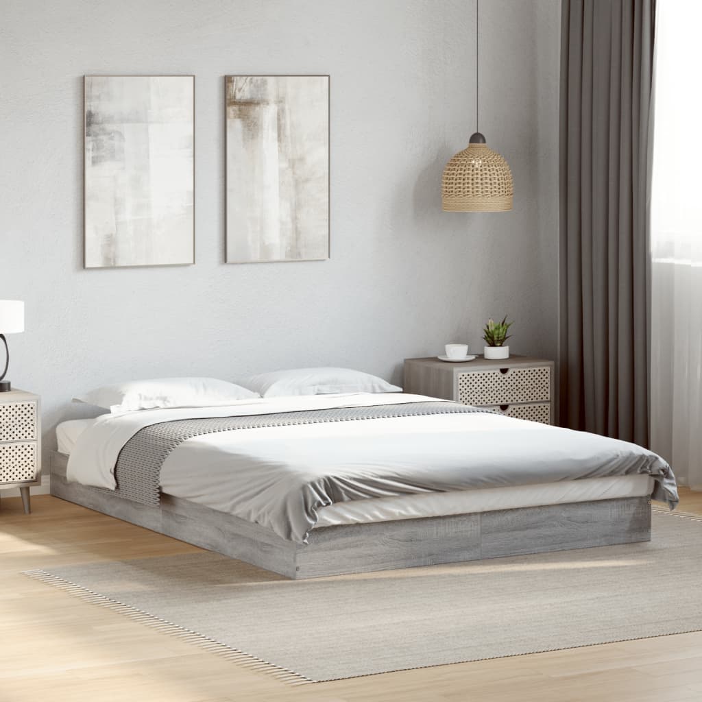 Bedframe Grey Sonoma 140x200cm Engineered Wood