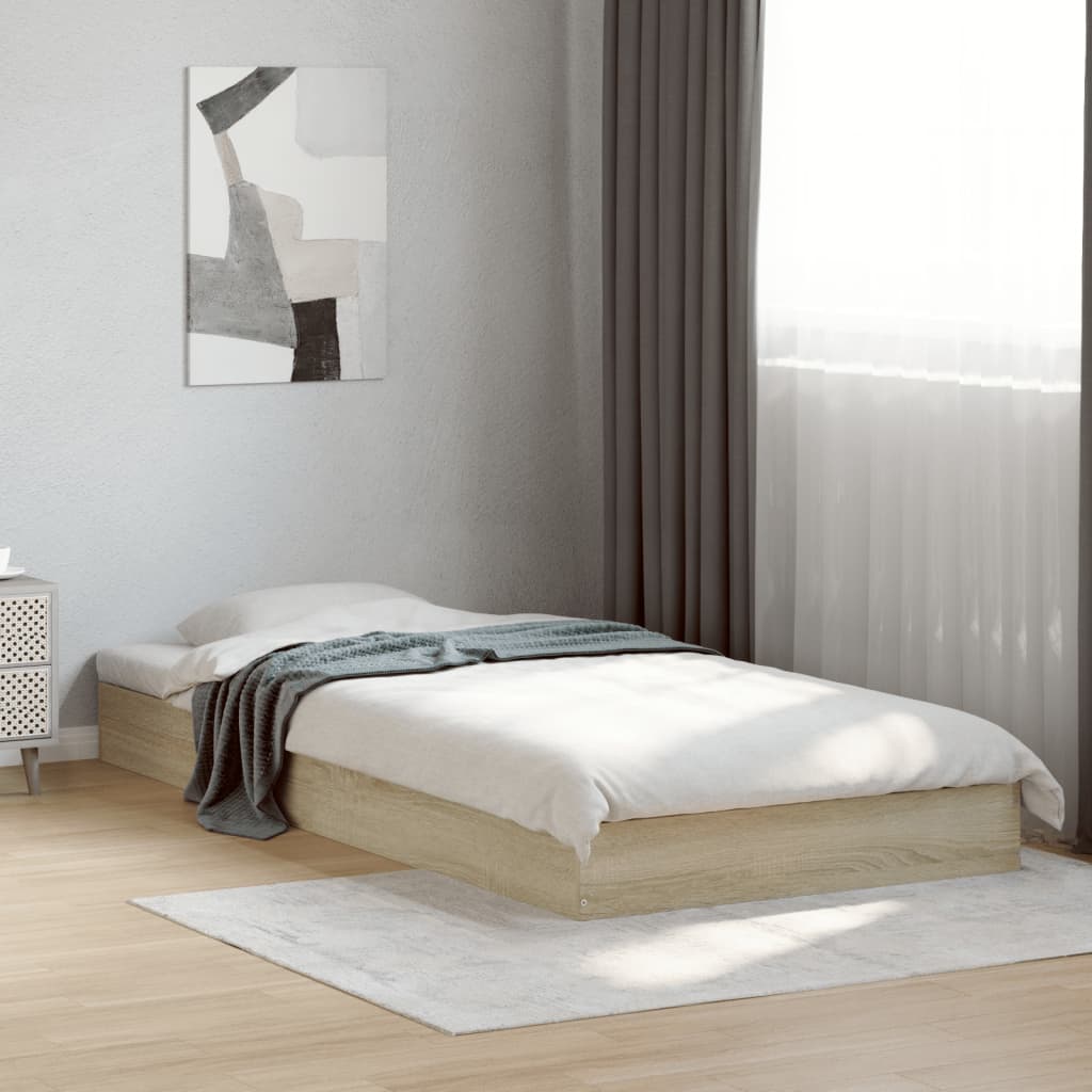 Bedframe Sonoma Oak 75x190cm Small Single Engineered Wood