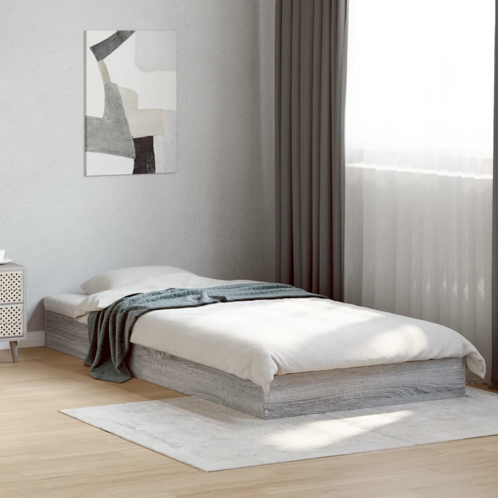 Bedframe Grey Sonoma 75x190cm Small Single Engineered Wood