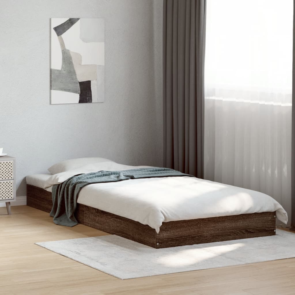 Bedframe Brown Oak 75x190cm Small Single Engineered Wood