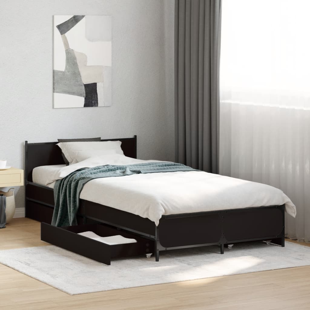 Bedframe with Drawers Black 75x190cm Small Single