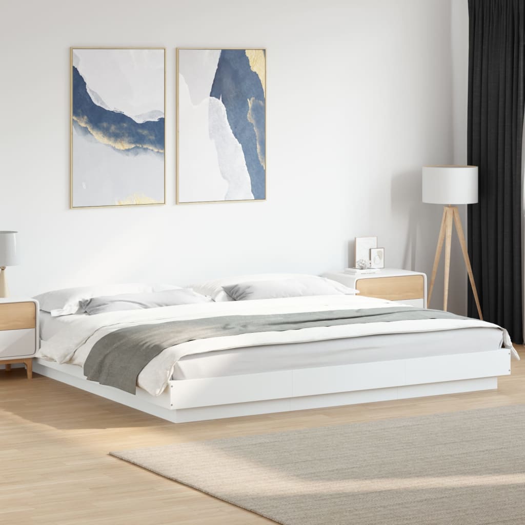 Bedframe with LED Lights White 180x200cm