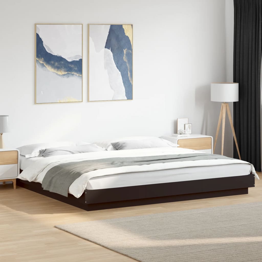Bedframe with LED Lights Black 180x200cm
