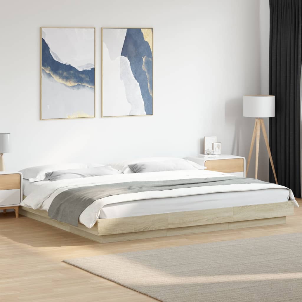 Bedframe with LED Lights Sonoma Oak 180x200cm